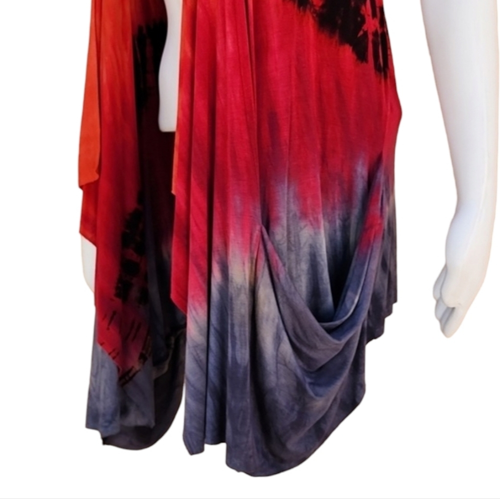ART OF CLOTH VINTAGE Tie Dye Ombre Vest M L Sleeveless Cardigan Tunic Lagenlook - Picture 11 of 16